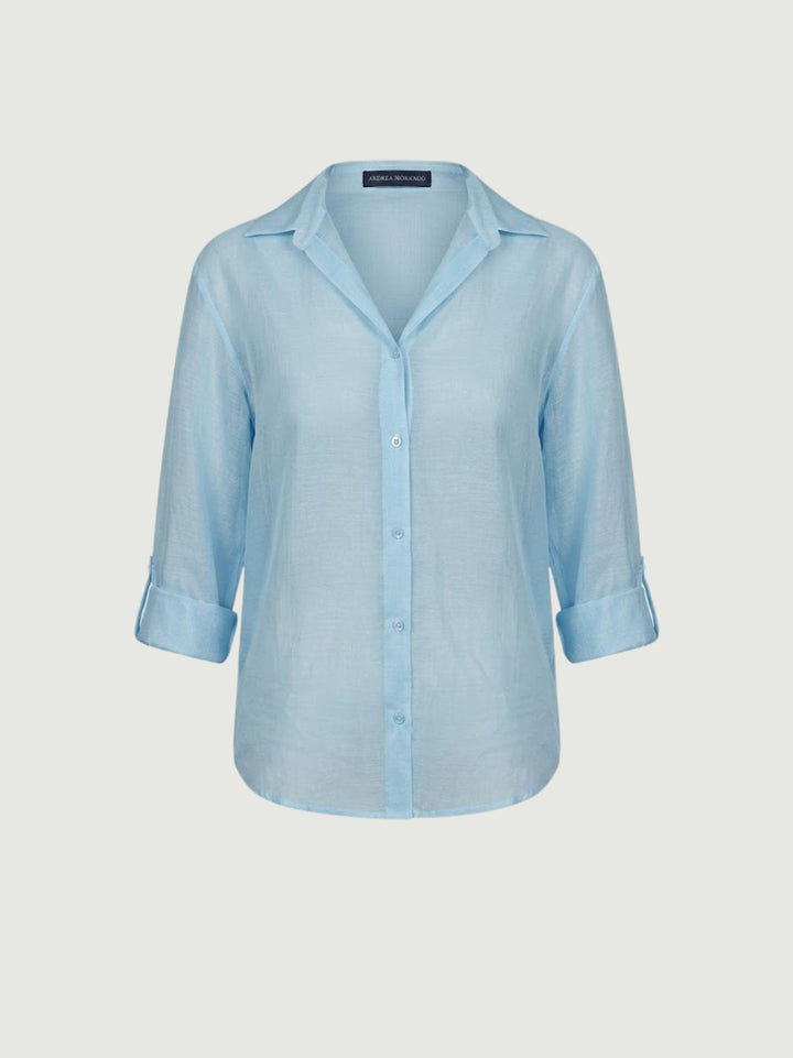 Camicia semitrasparente azzurra M796/071 157 ANDREA MORANDO 