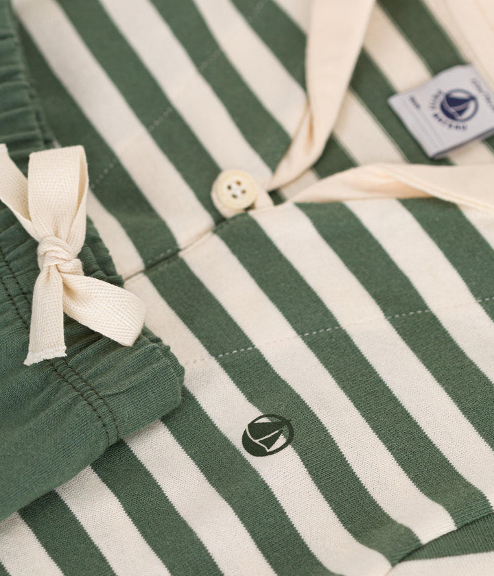SET BEBÈ T-SHIRT E PANTALONCINI IN JERSEY VERDE A09X1 01 PETIT BATEAU 