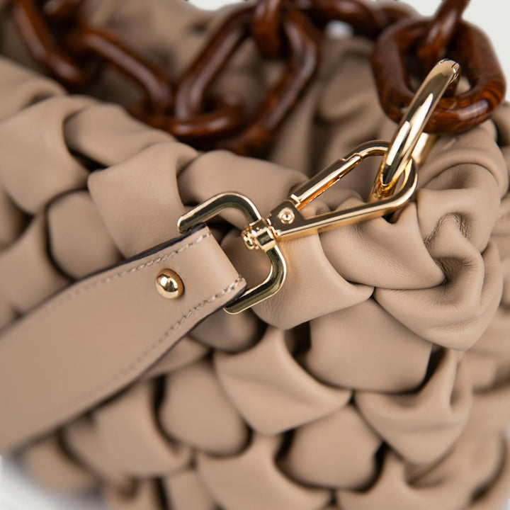 BORSA IN PELLE INTRECCIATA BEIGE "CURLY" CURLYNEW CAPPUCCINO BIMOR 