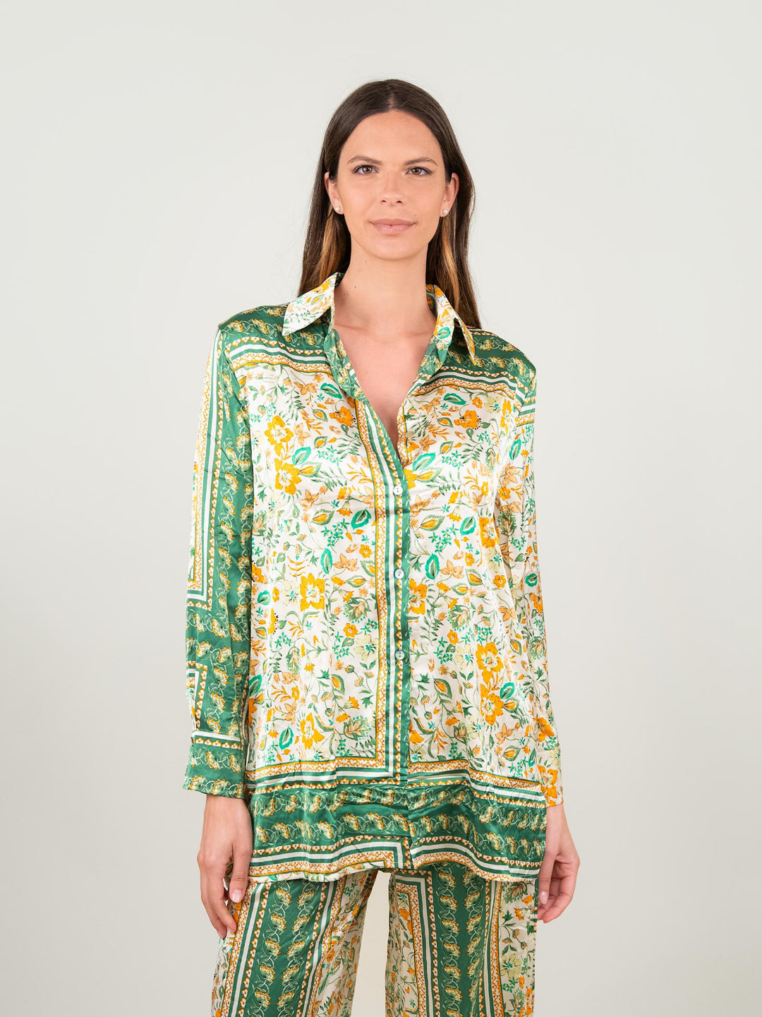CAMICIA CAFTANO FANTASIA VERDE E ARANCIO 1289 VERDE/ARANCIO ANDREA MORANDO 