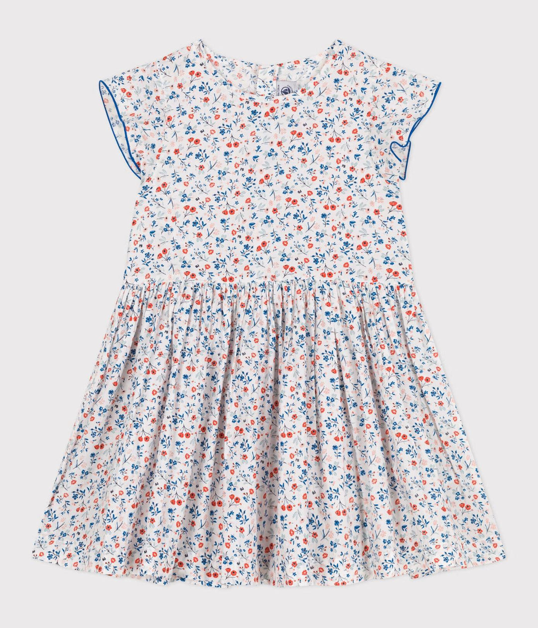Abito a maniche corte in cotone a fiori bambina A0CXS 01 PETIT BATEAU 