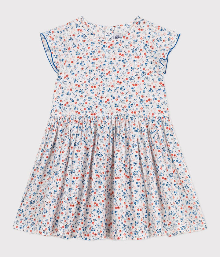Abito a maniche corte in cotone a fiori bambina A0CXS 01 PETIT BATEAU 