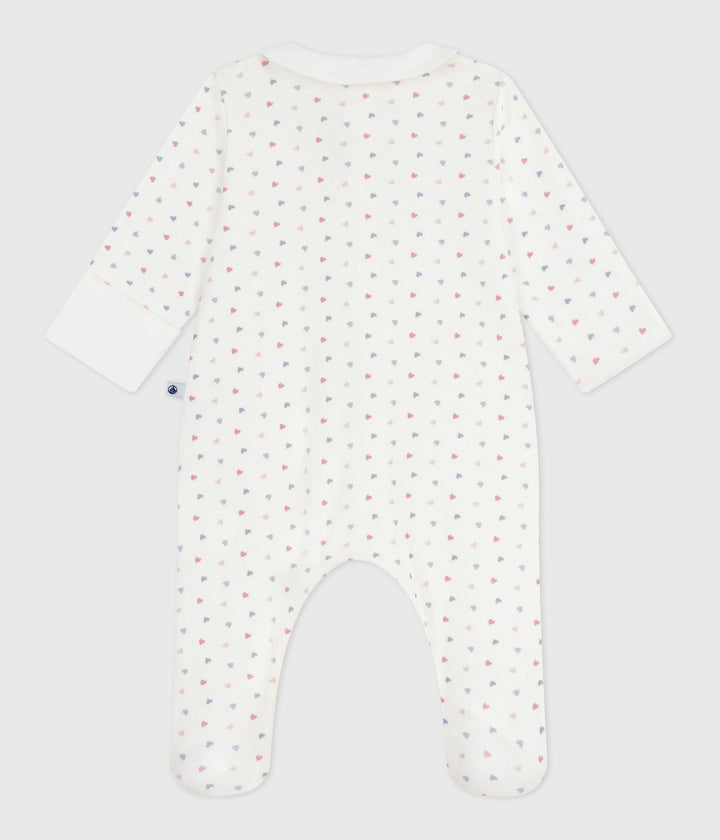 Pigiama in cotone con colletto e cuori stampati neonato A0E0O 01 PETIT BATEAU 