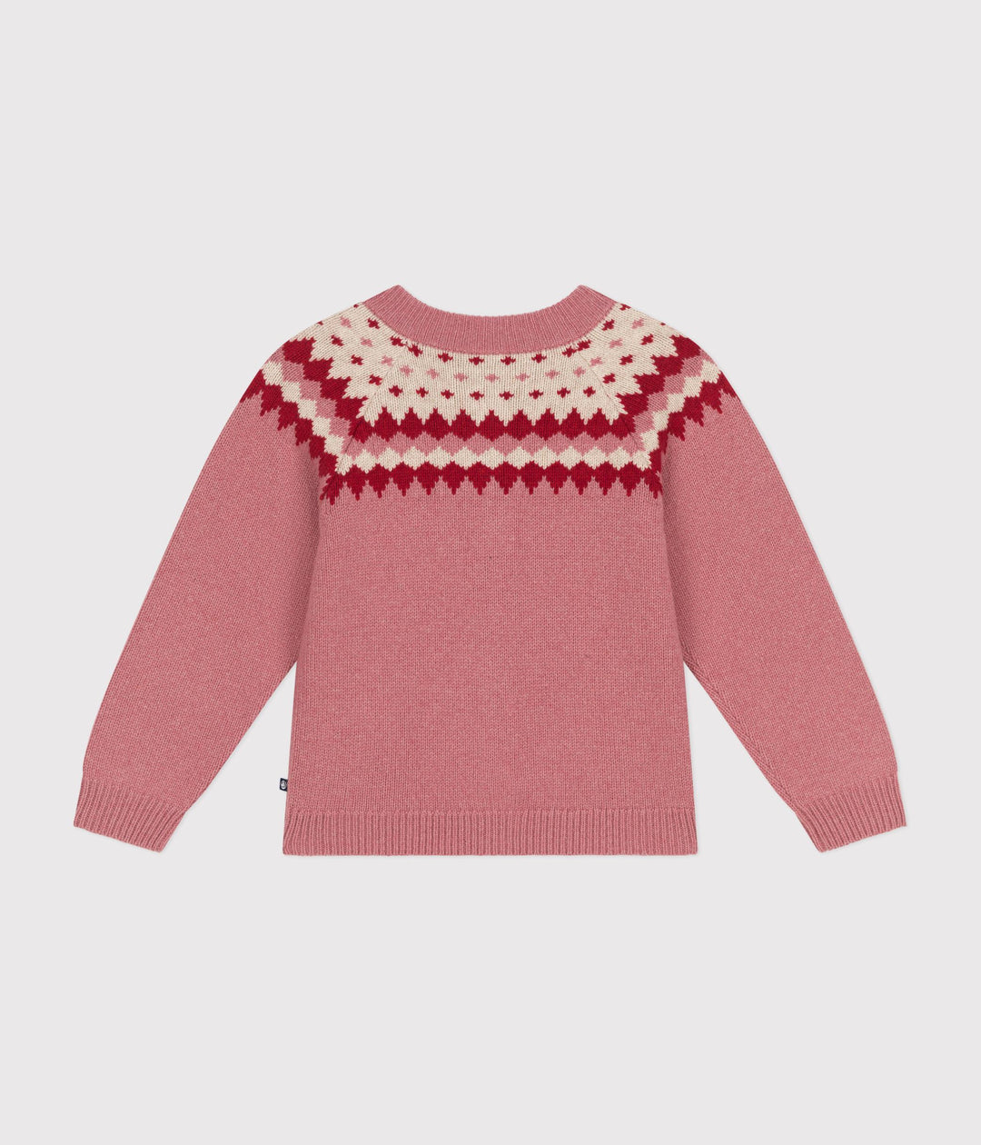 Cardigan in maglia jacquard rosa di lana e cotone A0B1Q 01 PETIT BATEAU 