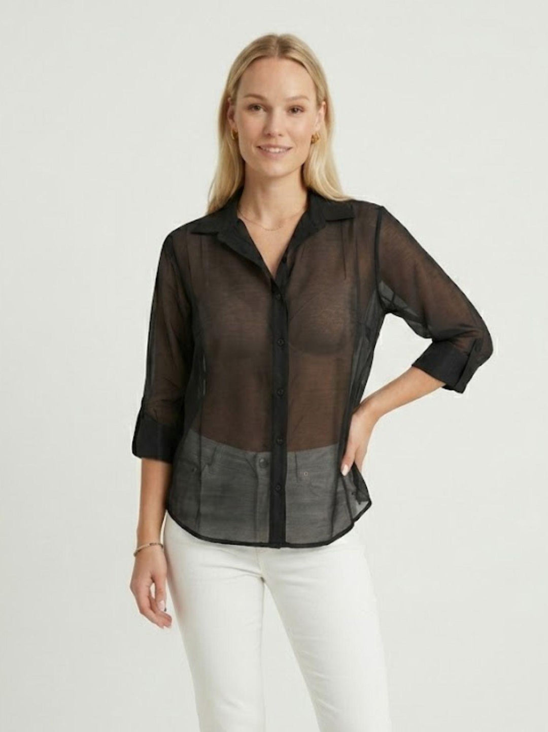 Camicia semitrasparente nera M796/071 7 ANDREA MORANDO 