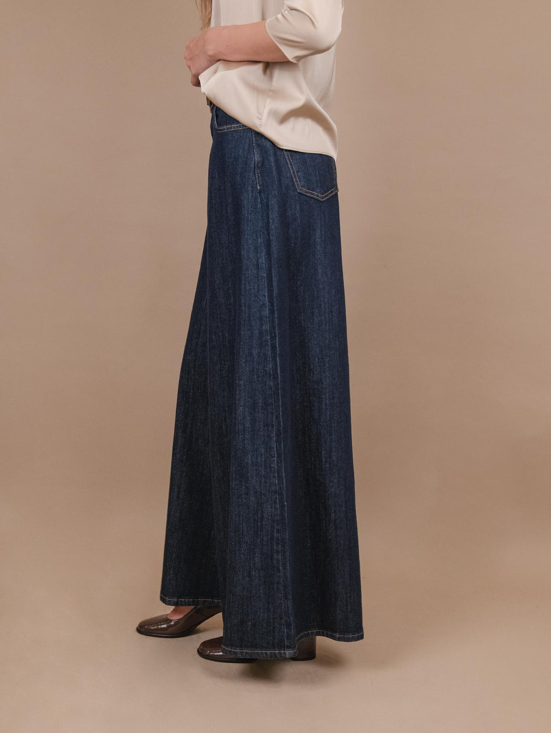 JEANS A PALAZZO SCURO CON CINTURA 3879T522X DENIM ANDREA MORANDO 