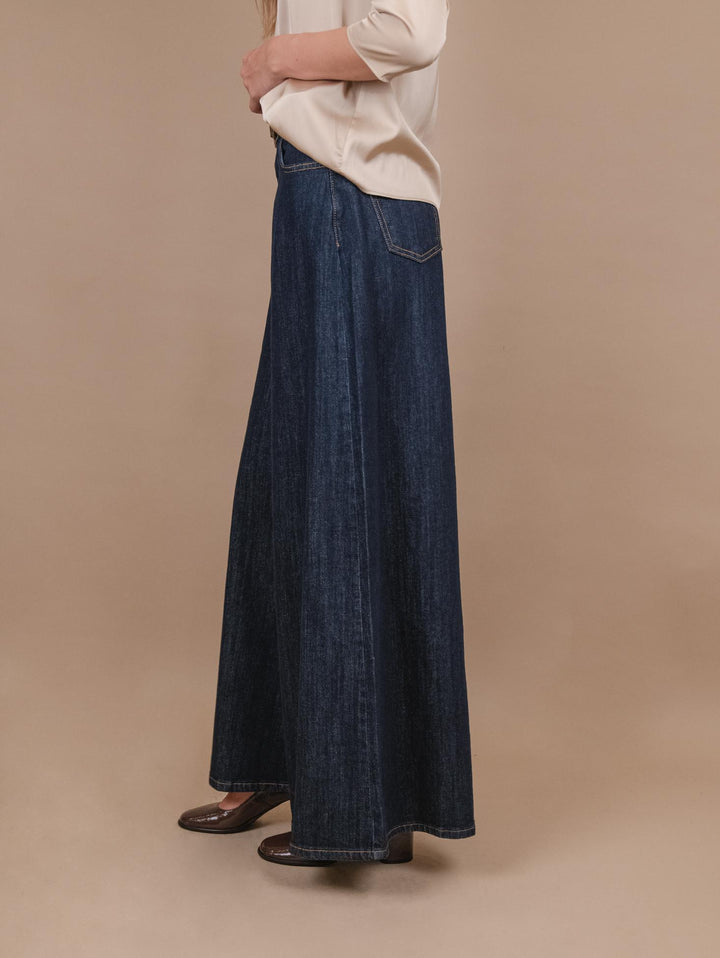 JEANS A PALAZZO SCURO CON CINTURA 3879T522X DENIM ANDREA MORANDO 