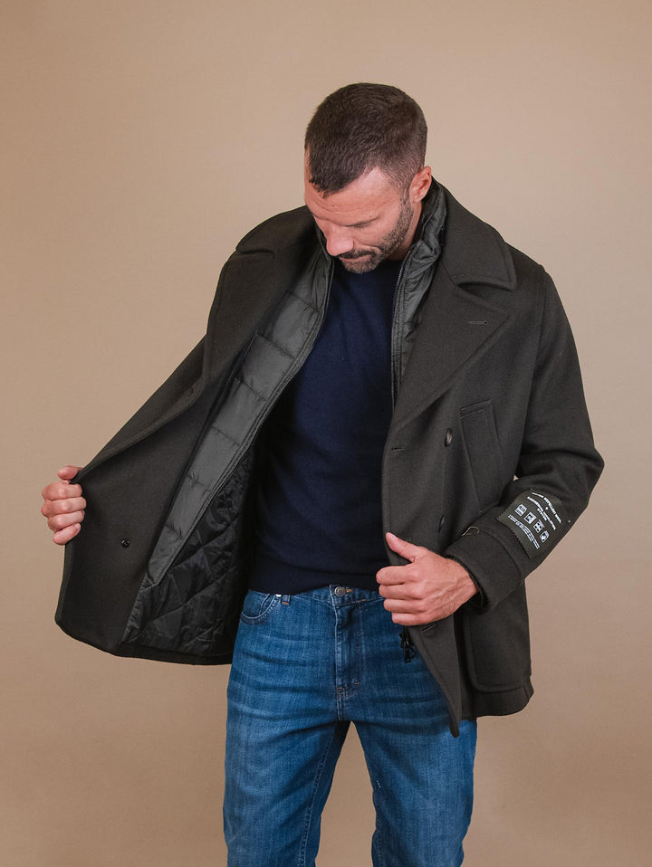CAPPOTTO DOPPIOPETTO IN LANA MISTO CASHMERE VERDE ARMANDO FELT 954 PALTÒ 