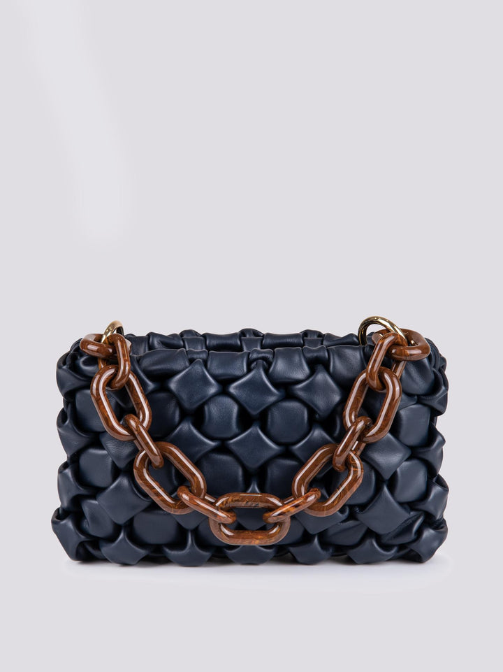 BORSA "CURLY " IN PELLE INTRECCIATA BLU CURLY BLU BIMOR 
