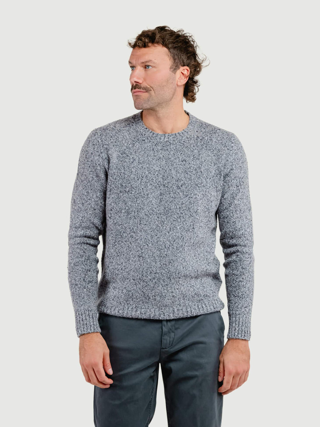 MAGLIONE IN LANA E ALPACA BLU MELANGE 87501 BLU ANDREA MORANDO 