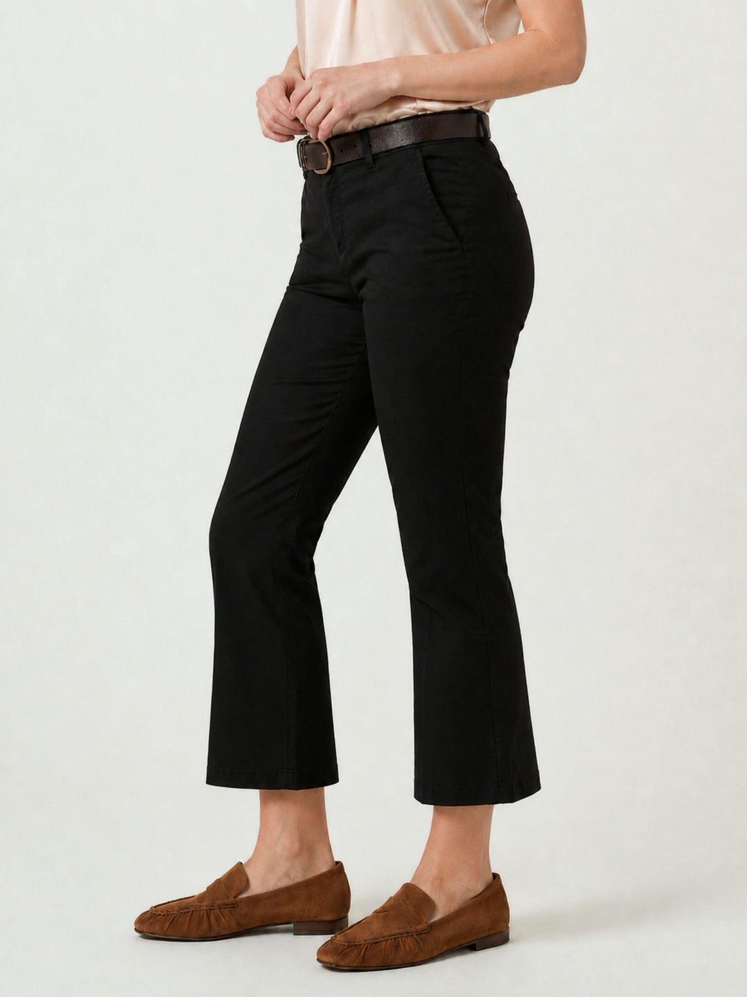 Pantalone a trombetta in cotone nero 824MA NERO ANDREA MORANDO 