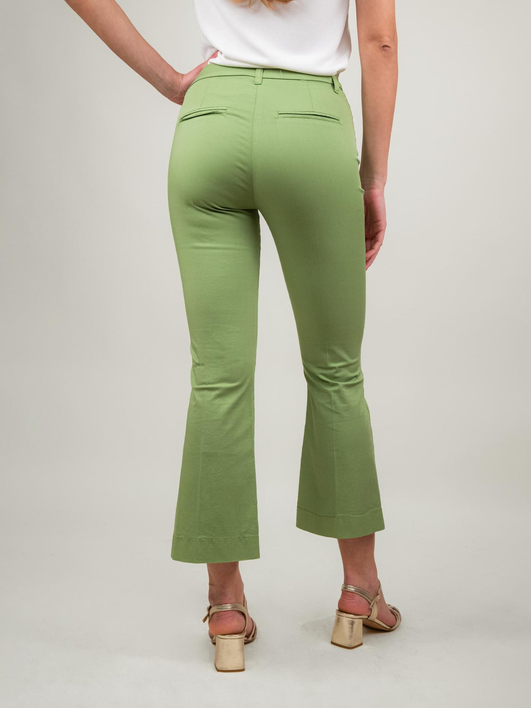 PANTALONE A TROMBETTA IN COTONE PISTACCHIO 824MA PISTACCHIO ANDREA MORANDO 