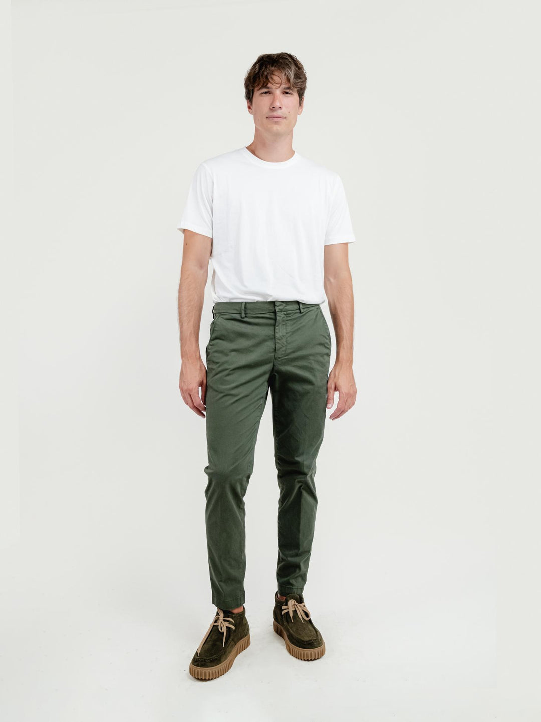 PANTALONE IN COTONE VERDE SALVIA T500BRO 691 NOLAB 