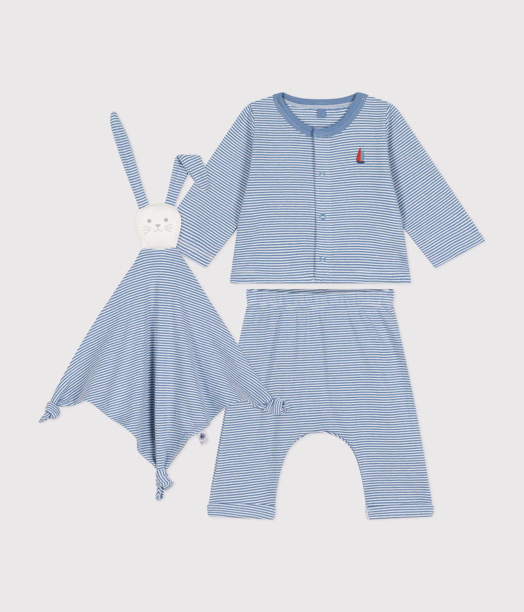 Set azzurro con doudou stampa righe A0BO6 01 PETIT BATEAU 