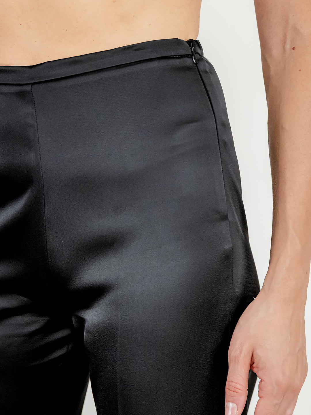 PANTALONE A PALAZZO IN RASO NERO 3935 99 ANDREA MORANDO 
