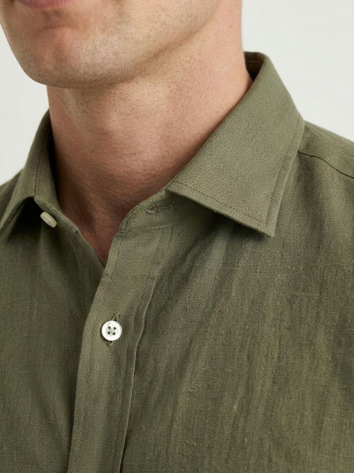 camicia in lino verde militare 30 16 ANDREA MORANDO 