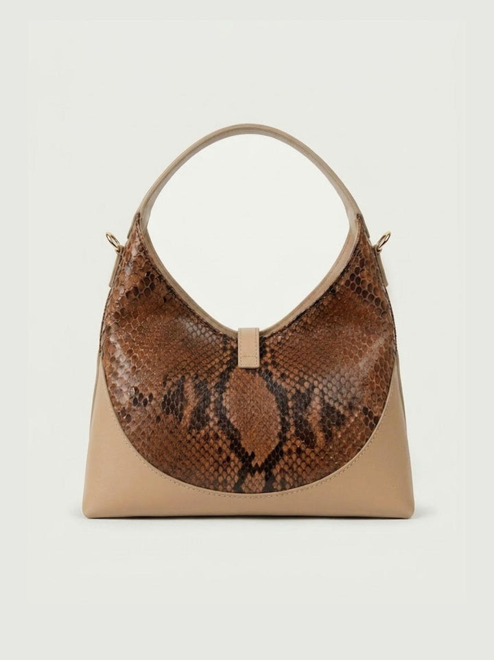 Borsa a spalla Elly in pelle di pitone marrone ELLY-PITONE MARRONE BIMOR 