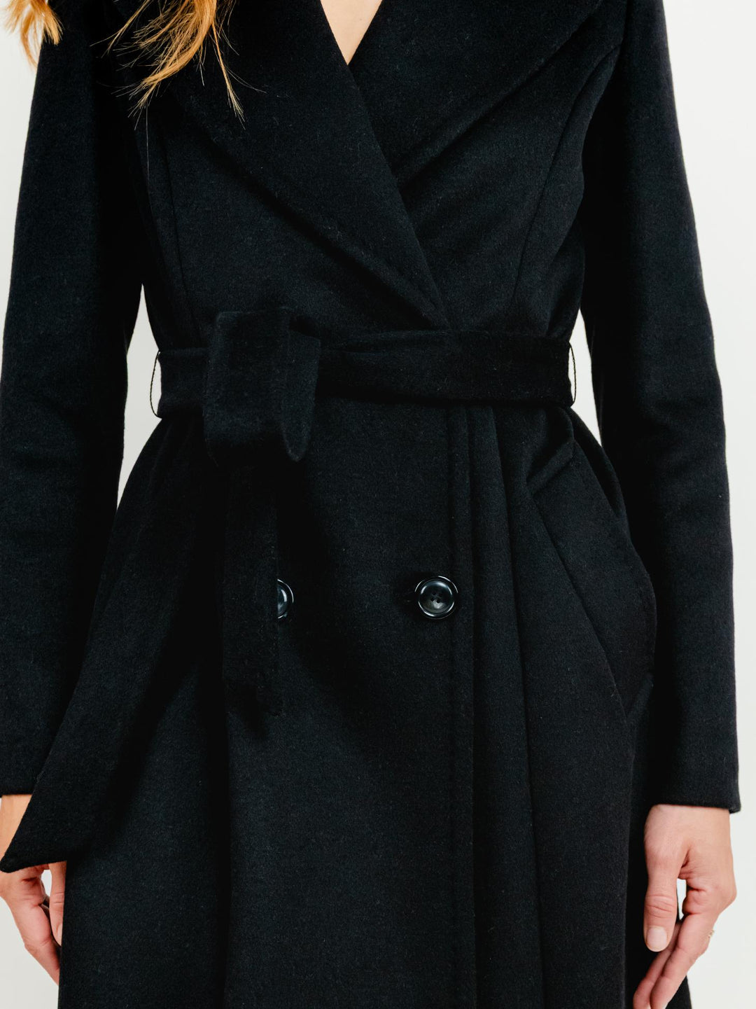 CAPPOTTO DOPPIOPETTO CON CINTURA NERO 97883QUI NERO ANDREA MORANDO 