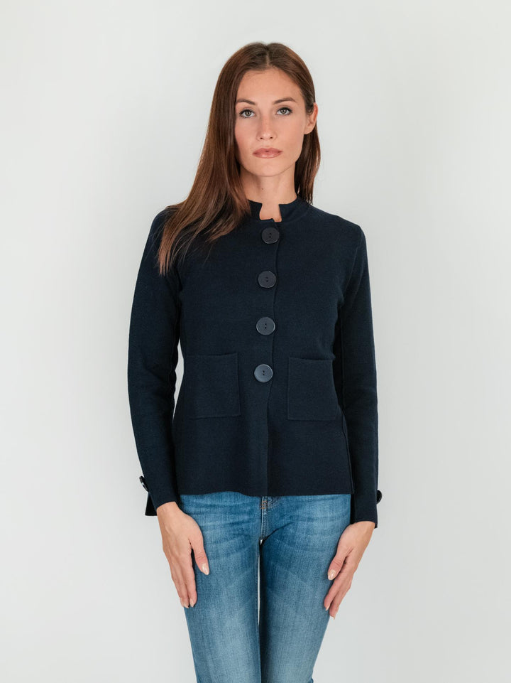 GIACCA CARDIGAN BLU IN LANA 245W1306 304 ANDREA MORANDO 