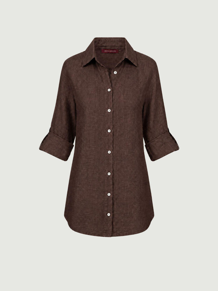Camicia in lino testa di moro 6CM0552 609 ANDREA MORANDO 
