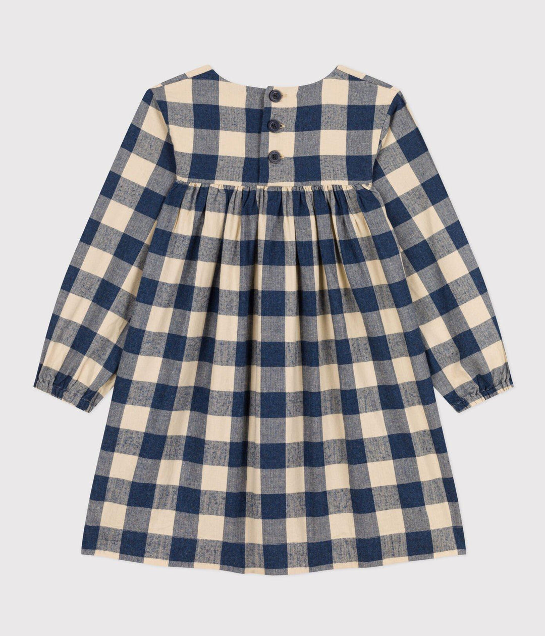 ABITO A MANICHE LUNGHE IN FLANELLA DI COTONE A QUADRI BAMBINA A082E 01 PETIT BATEAU 