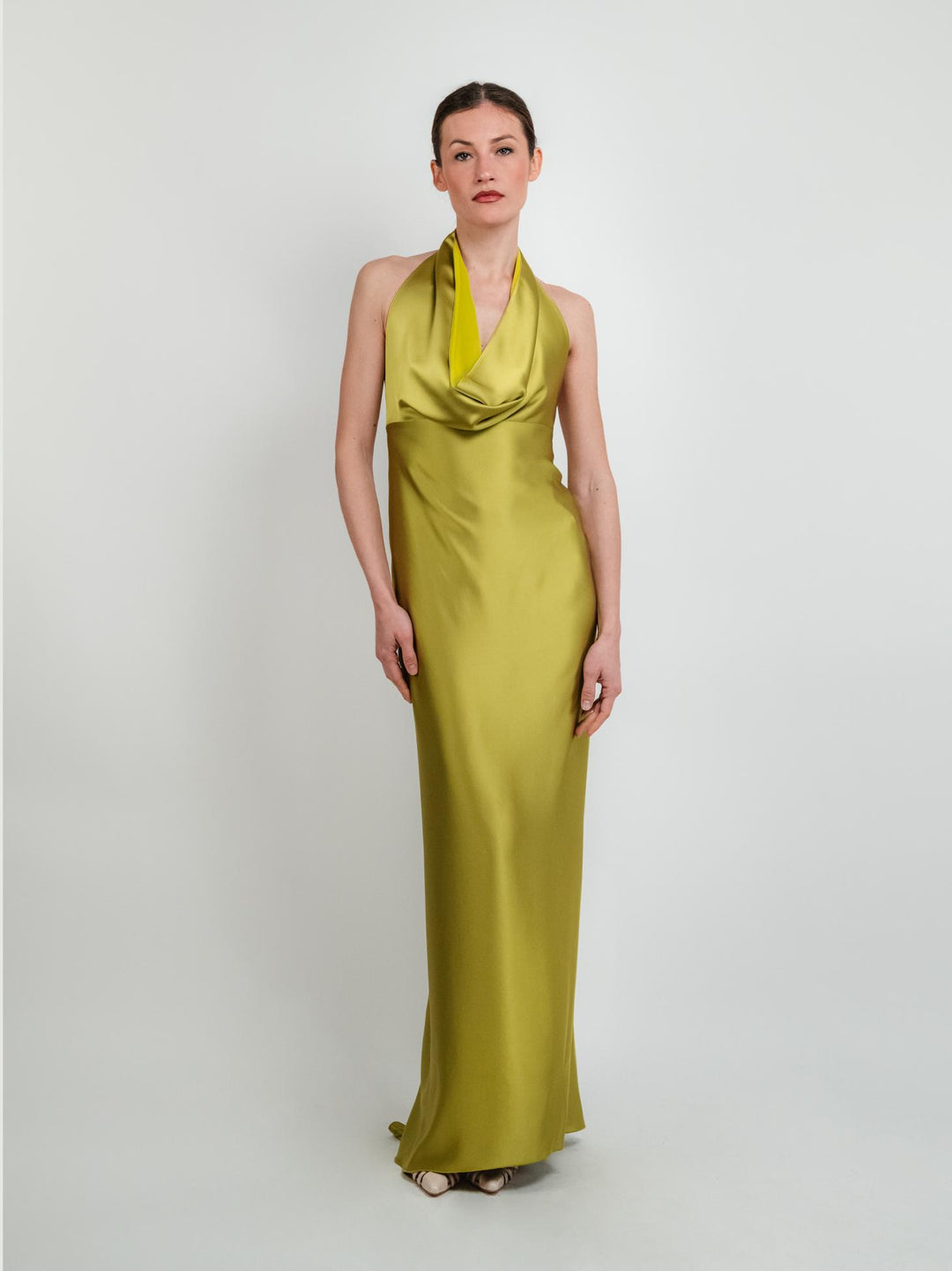 ABITO SCOLLO DRAPPEGGIATO PISTACCHIO