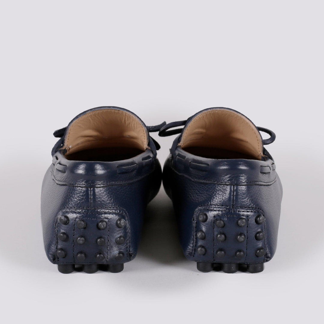 MOCASSINO CON GOMMINI IN PELLE MARTELLATA BLU 5512/PELLE 106 ANDREA MORANDO 