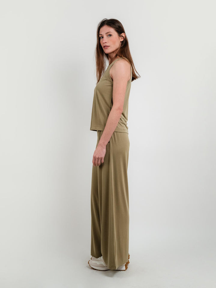 PANTALONI A PALAZZO KAKI 525LIXX517 KAKI ANDREA MORANDO 