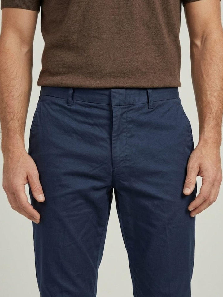 Pantalone chino con gancetto in cotone blu T526BRO 892 NOLAB 