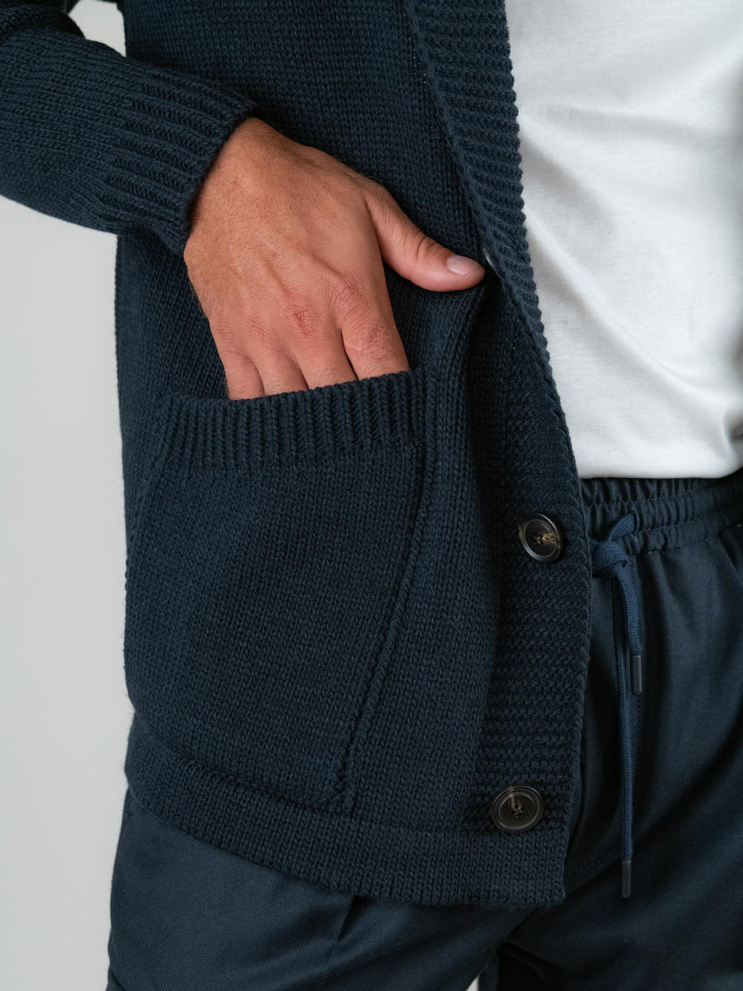 CARDIGAN MISTO LANA BLU F2W4M051M 174 ANDREA MORANDO 