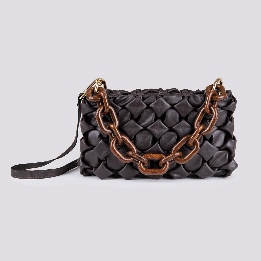 Borsa Curly In Pelle Intrecciata Testa moro CURLY T MORO BIMOR 