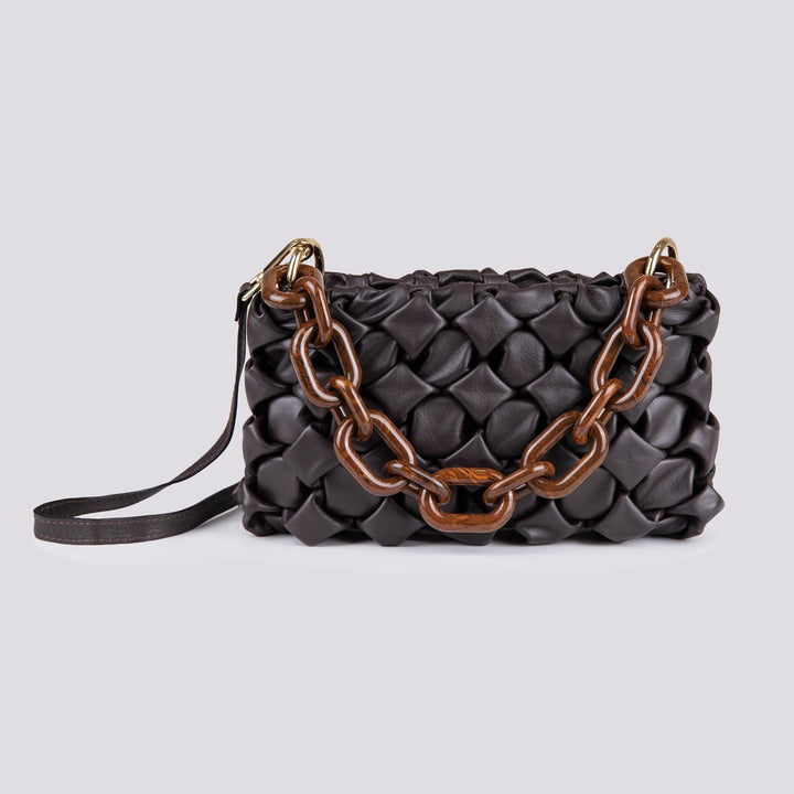 Borsa Curly In Pelle Intrecciata Testa moro CURLY T MORO BIMOR 