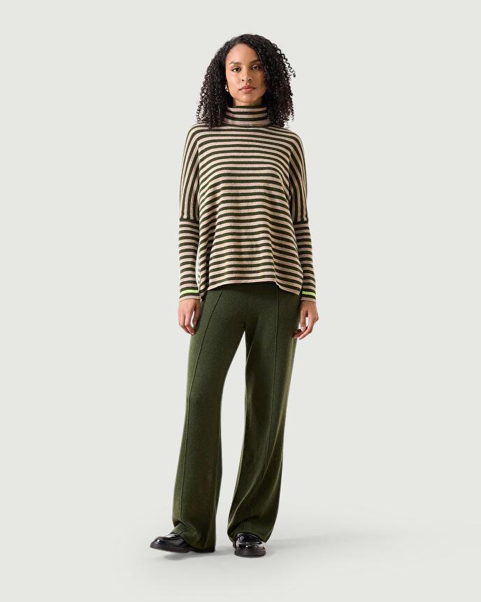 Dolcevita JOANNA IN cashmere A RIGHE BEIGE E VERDONE JOANNA ARTICHOKE ABSOLUT CASHMERE 