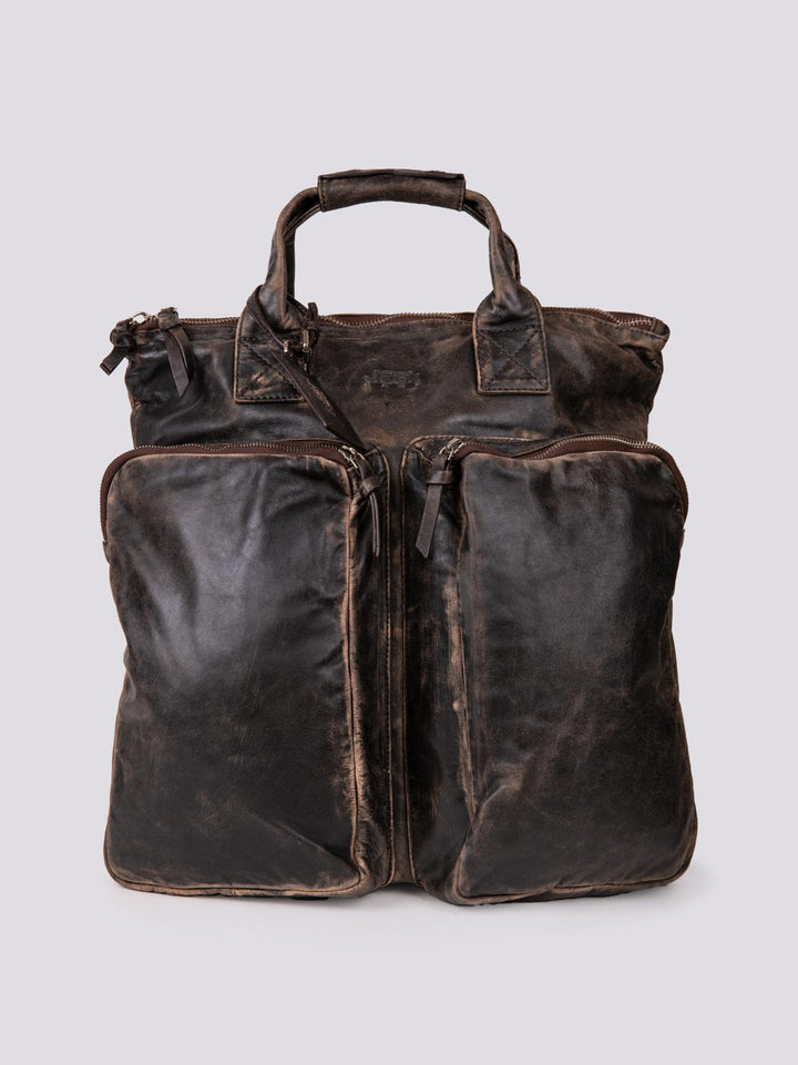 BORSA IN PELLE MARRONE EFFETTO VINTAGE "SOFTAIR" SOFT 06 JACK LEATHER 