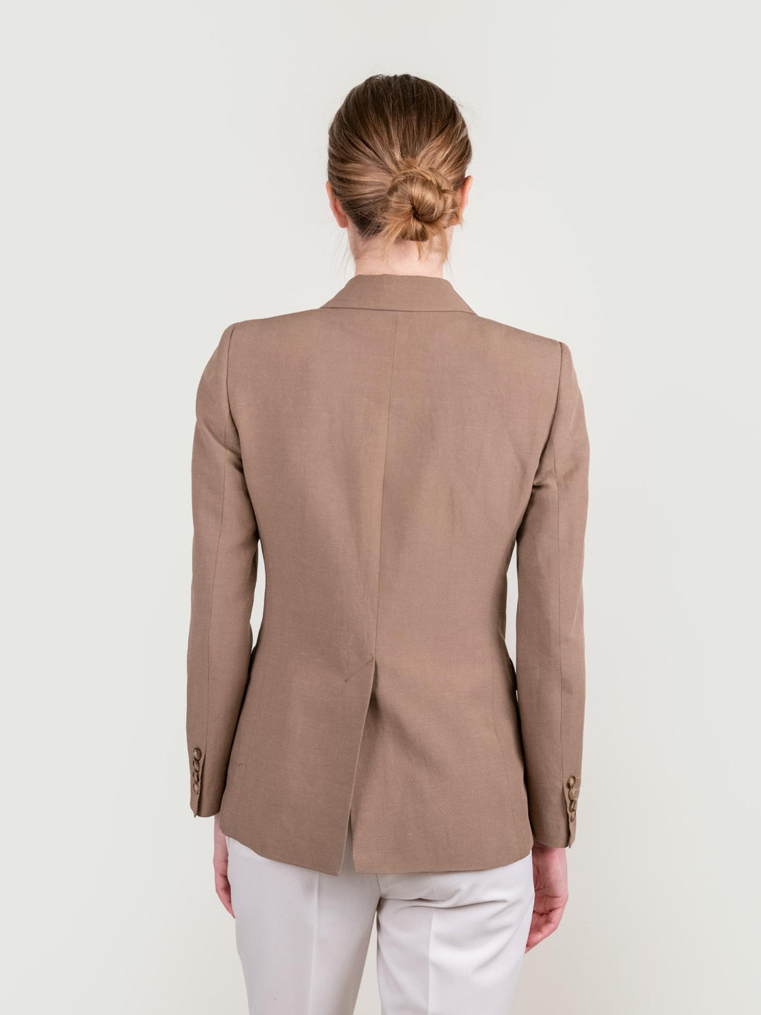 BLAZER DOPPIOPETTO IN MISTO LINO CAMMELLO 11387773 BISCOTTO ANDREA MORANDO 