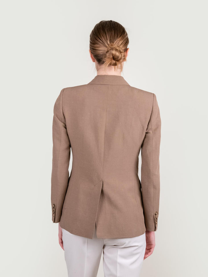 BLAZER DOPPIOPETTO IN MISTO LINO CAMMELLO 11387773 BISCOTTO ANDREA MORANDO 