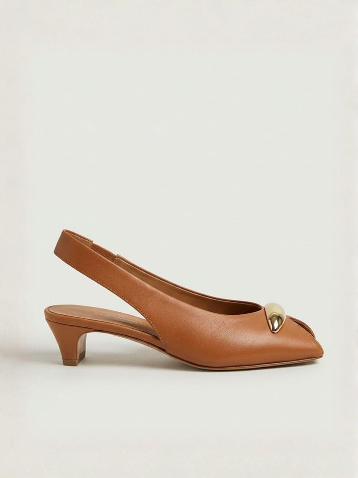Spuntata slingback in pelle nappa cuoio R412 CUOIO ANDREA MORANDO 