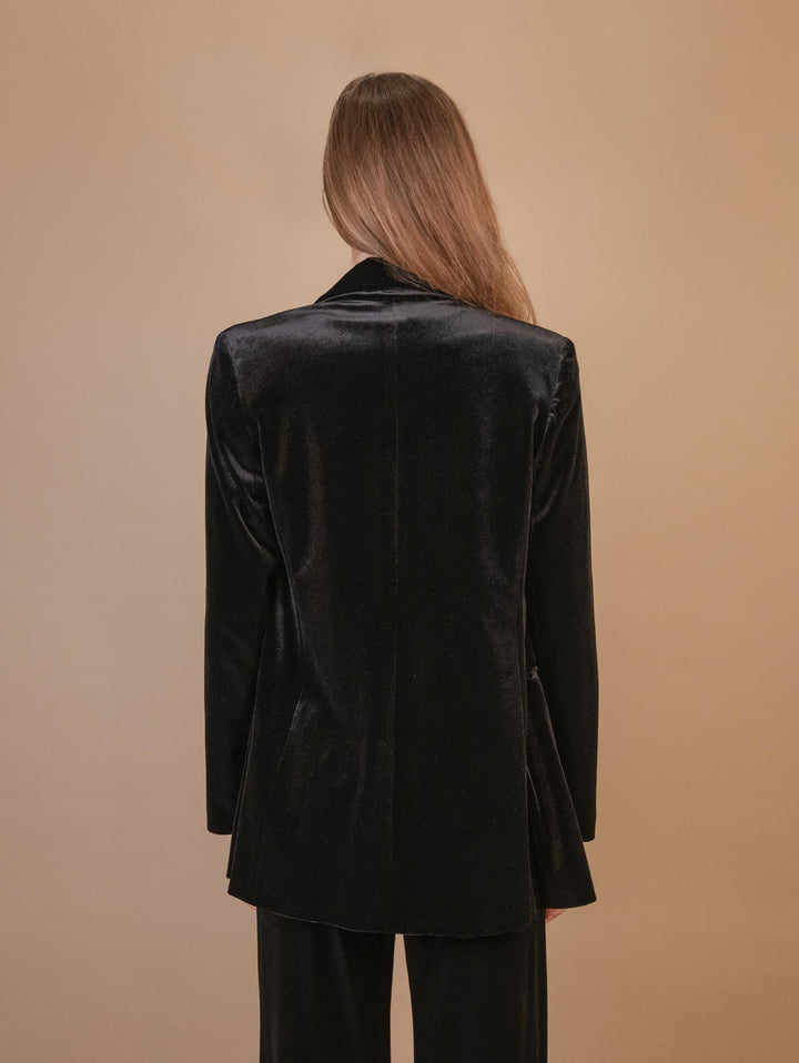 BLAZER APERTO IN VELLUTO NERO 1437/289 12 ANDREA MORANDO 