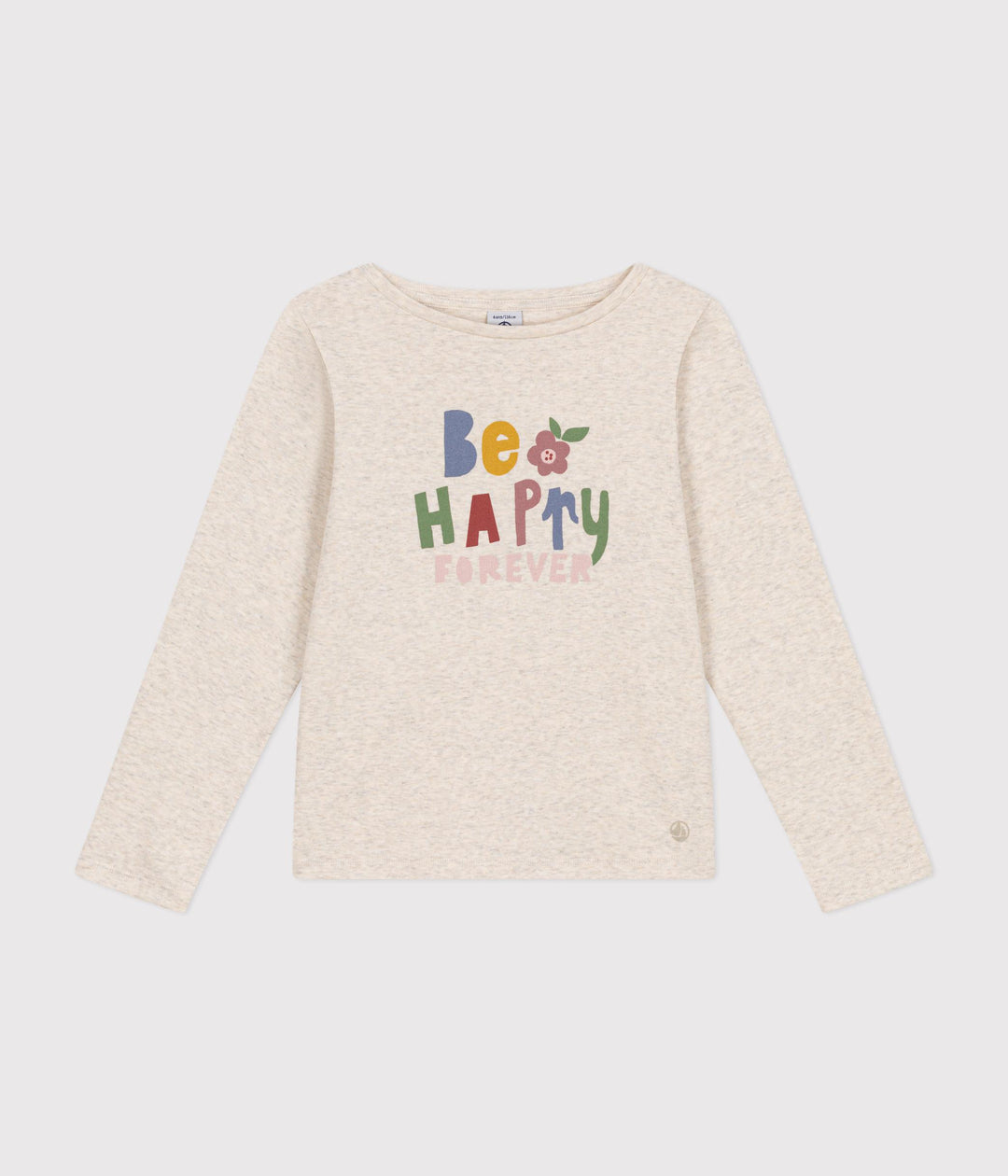T-shirt beige a maniche lunghe a costine A0BM1 02 PETIT BATEAU 