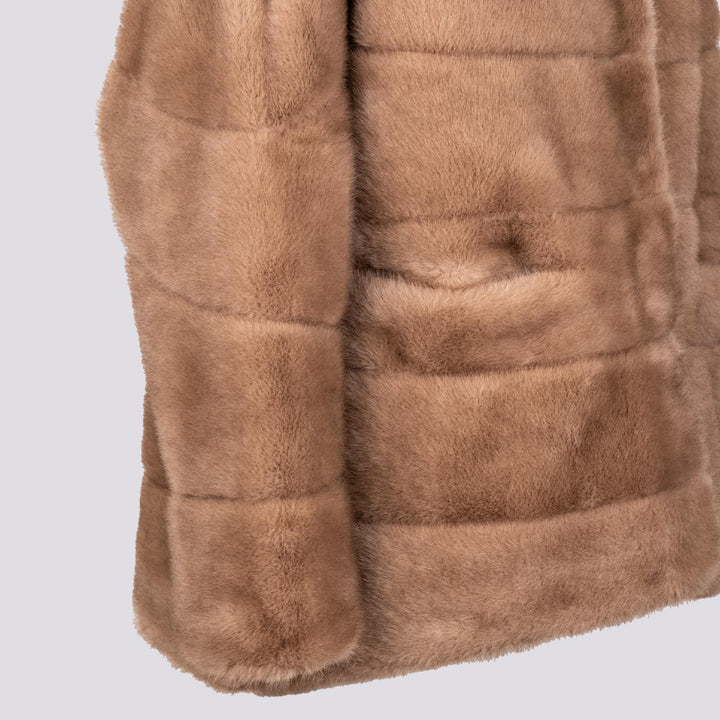 GIACCA MANTELLA IN ECO-VISONE BEIGE B606MINKML 041 ANDREA MORANDO 
