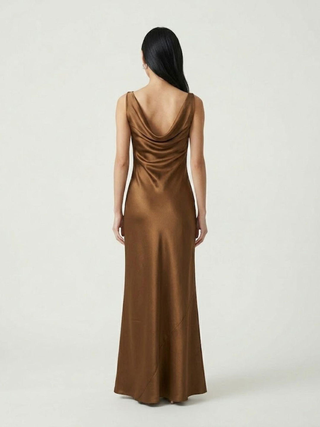 Abito satinato lungo bronzo 4407 323 ANDREA MORANDO 