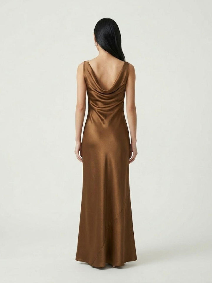 Abito satinato lungo bronzo 4407 323 ANDREA MORANDO 