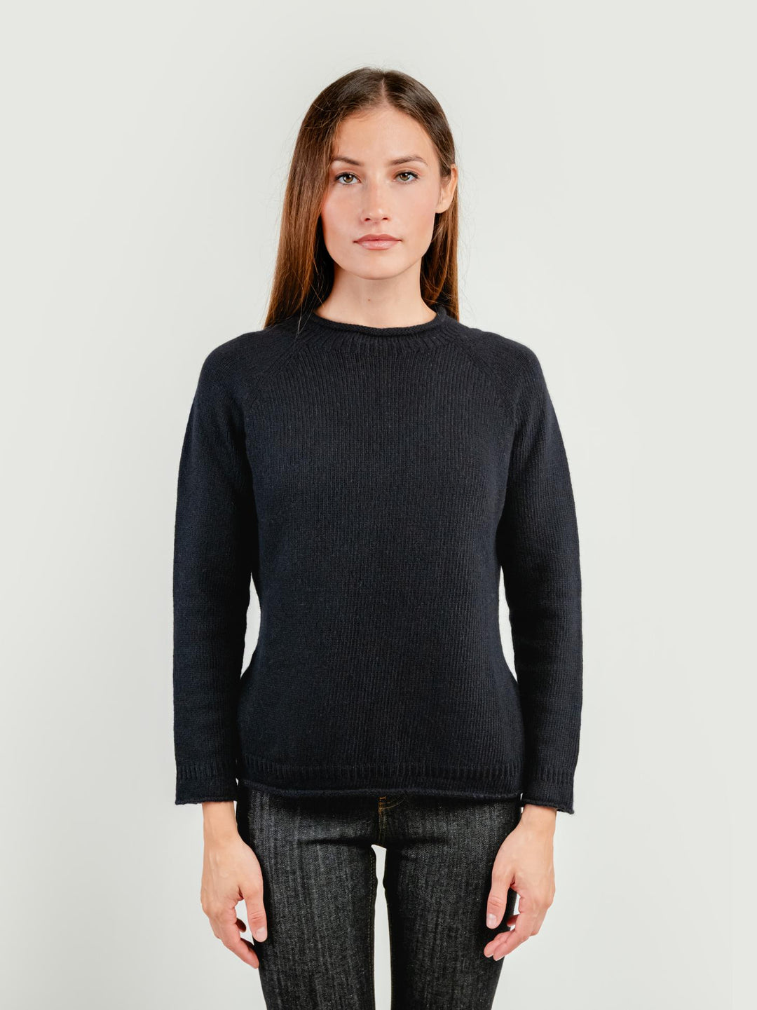 MAGLIA IN LANA MERINO SUPERFINE NERO FRANCESCA NERO ANDREA MORANDO 