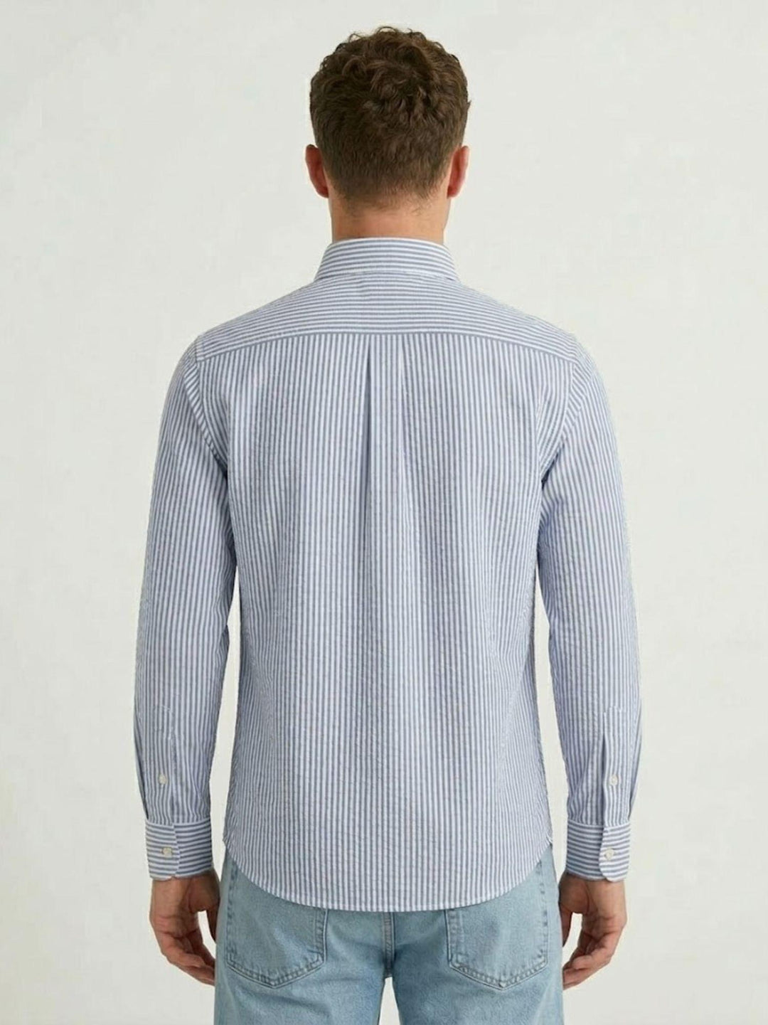 Camicia in cotone a righe bianche e azzurro chiaro BRAD/SEB16S38 02 BAGGIES 
