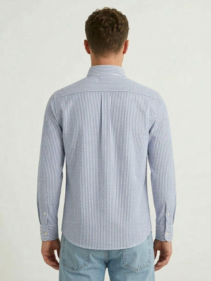 Camicia in cotone a righe bianche e azzurro chiaro BRAD/SEB16S38 02 BAGGIES 