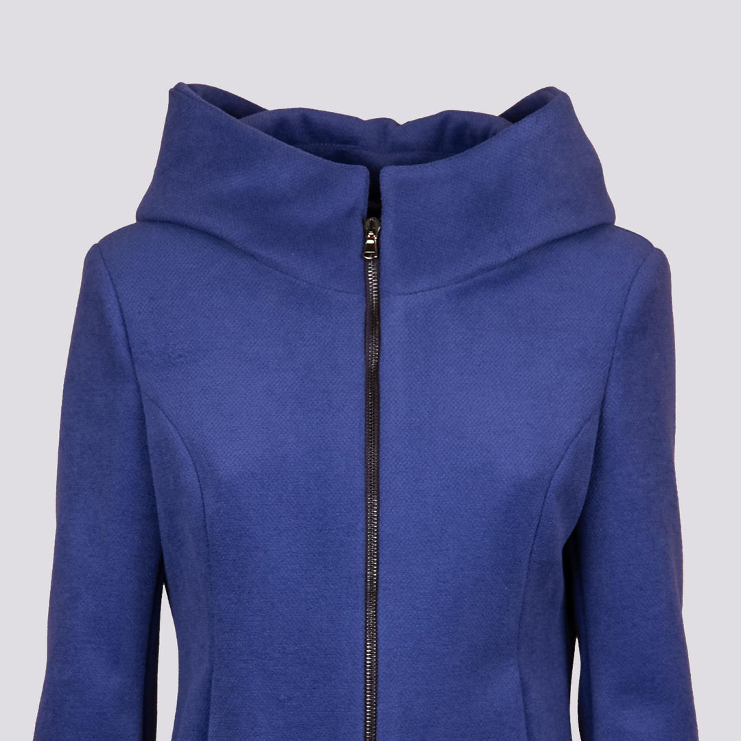 Giacca con zip e collo ampio in panno bluette 9416CDH 488 ANDREA MORANDO 