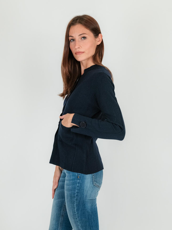 GIACCA CARDIGAN BLU IN LANA 245W1306 304 ANDREA MORANDO 