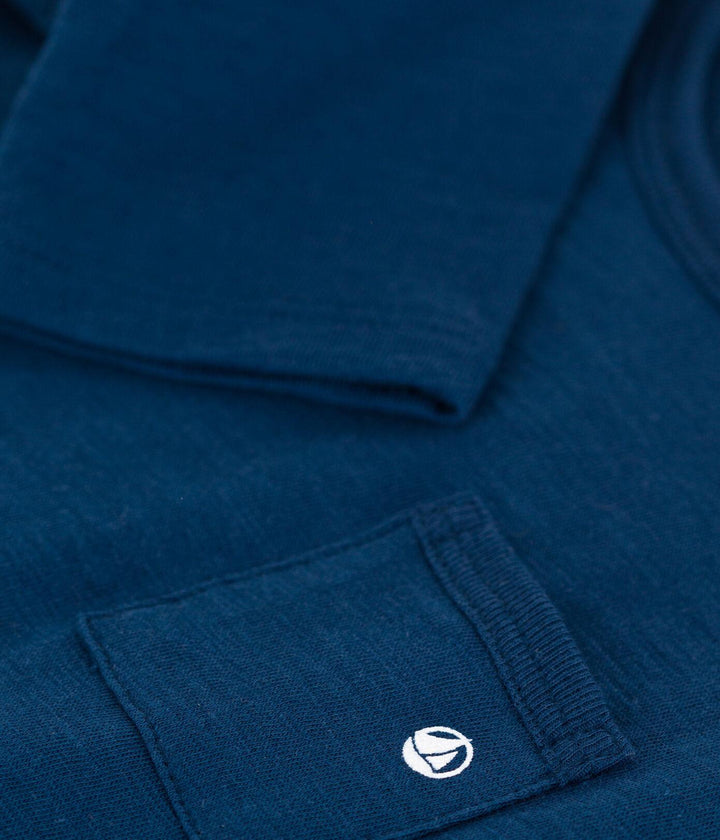 MAGLIA A MANICHE LUNGHE IN JERSEY FIAMMATO A08EZ 01 PETIT BATEAU 