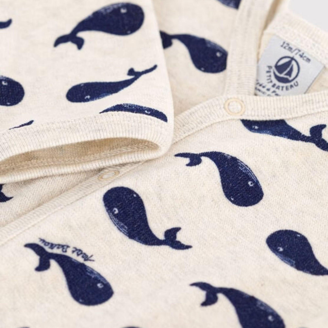 PIGIAMA IN CINIGLIA CON BALENE MARINE A09G0 01 PETIT BATEAU 