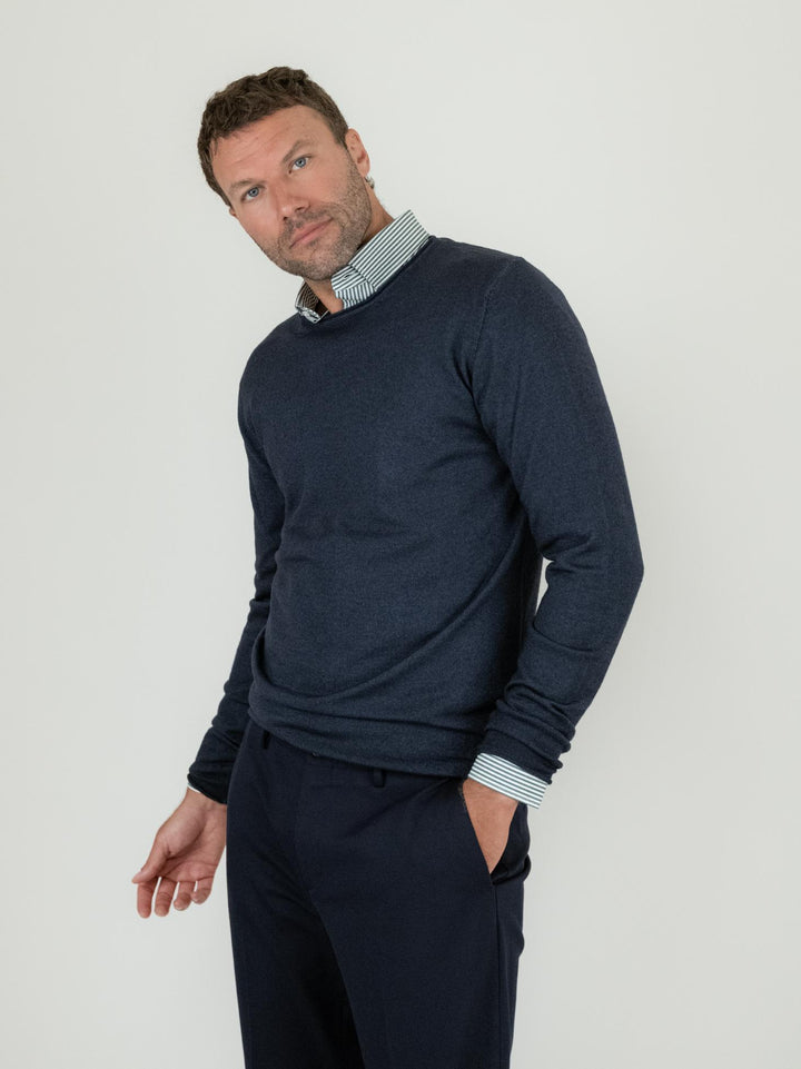 MAGLIA GIROCOLLO IN LANA MERINO BLU 0008 24 FIESOLI DANIELE 